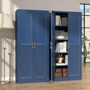 Kitchen Pantry Cabinet,71”Blue Metal Pantry Storage Cabinets with Doors and 4 Adjustable Shelves,Kitchen Cabinet with 2 Gold Handles,Tall Cabinet for Livingroom, by CozyNest Decor