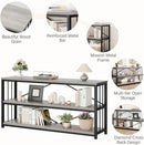 LVB Long Console Table with Storage, Farmhouse Rustic Skinny Entryway Table, Modern Wood Metal Hallway Sofa Table with Shelf, Industrial Narrow Couch Entry Table for Foyer Living Room, Light Grey, 63 by CozyNest Decor