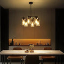 6-Light Black Modern Farmhouse Chandelier for Dining Room Ceiling Light Fixture with Clear Glass Shades, Adjustable Hanging Industrial Pendant Lighting for Living Room Kitchen Island Bedroom Entryway by CozyNest Decor