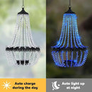 Hanging Solar Chandelier Outdoor, 30 Blue Lights Acrylic Clear Beaded Chandelier with S Hooks Modern Lantern for Garden Yard Patio Gazebo Decorations, 28”H by CozyNest Decor