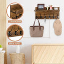 Shelf with Hooks, Coat Rack Wall Mount with 6 Double Metal Hooks, 17 Inch Farmhouse Wall Hooks with Shelf, for Entryway, Bathroom, Kitchen, Rustic Brown by CozyNest Decor