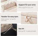 Furniliving Storage Ottoman Bench for Bedroom, Upholstered End of Bed Bench with Solid Wood Legs Modern Shoe Storage Bench Indoor Bench for Living Room Entryway Bench Furniture,Beige, Linen by CozyNest Decor