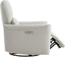 CHITA Power Recliner Chair Swivel Glider, FSC Certified Upholstered Faux Leather Living Room Nursery Reclining Sofa Chair with Lumbar Support, Cream by CozyNest Decor