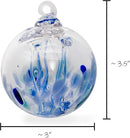 Luke Adams Glass | 3" Mini Glass Tree of Life | Handmade Ornament | Hanging Garden Gazing Ball | Indoor Outdoor Home Décor | (Blue) by CozyNest Decor