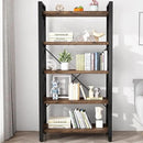 5 Tier Bookshelf Rustic Solid Wood Industrial Style Bookcase,Metal and Real Wood Vintage Bookshelf,Book Shelves Home Office, Retro Brown,Dark Matching credenza(LZ01-05tier) (5Tiers) by CozyNest Decor
