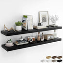 RICHFOCUS 55Inch Floating Shelves for Wall 2 Pack Shelves for Bedroom|Kitchen|Bathroom Wall Mounted Rustic Wood Floating Shelf with Invisible Brackets for Books|Storage|Decor, Black by CozyNest Decor