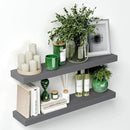 Homeforia Gray Floating Shelves for Wall, Premium Solid Wood Grey Shelf, Grey Bathroom Shelves, Heavy Duty Bracket, 30 x 6.5 x 1.75 inch, Set of 2 by CozyNest Decor