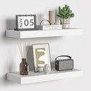 Fun Memories Floating Shelves - 16 Inch Rustic White Wall Shelf - Wall Mounted Shelves for Wall Decor Storage - Wooden Shelves with Invisible Brackets for Living Room, Bedroom, Kitchen, 2 Pack by CozyNest Decor
