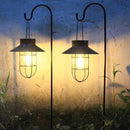 4 Pack Hanging Solar Lantern Lights with Shepherd Hook, Metal Waterproof Warm White Edison Bulb Lights for Garden Outdoor Pathway by CozyNest Decor