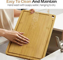 Wood Cutting Board for Kitchen - Reversible Bamboo Cutting Boards Gift Set of 3 with Juice Groove, Wooden Chopping Board for Meat, Fruit, Vegetables & Cheese (Pre Oiled, Natural) by GreenHaven Gardens