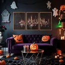 Aurlan Gothic Bloody Skull and Candles Framed Wall Art(16"x24"), 3PCS Horror Dark Academia Halloween Skeleton Canvas Artwork, Modern Goth Spooky Creepy Ghost Decor for Home Office Bedroom by CozyNest Decor