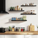 Floating Wall Shelves 4-Pack - Rustic Black 16-inch Wooden Wall Shelves for Storage and Décor, Multi-Functional and Easy to Install for Living Room, Bedroom, and Kitchen by CozyNest Decor