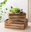 Set of 3 Nesting Wooden Crates, Rustic Wooden Storage Container Boxes with Cutout Handles, Decorative Farmhouse Wood Baskets for Display (Natural) by CozyNest Decor