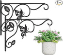 2 Pack Heavy Duty Plant Hooks for Hanging - 12 Inch Metal Wall Hangers Indoor/Outdoor, Sturdy Plant Bracket for Bird Feeders, Planters, Lanterns, Wind Chimes - Patio, Garden, Home Decor (Black) by GreenHaven Gardens