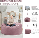 4FT Bean Bag Chair, Large Bean Bag Chairs with Memory Foam Filled, Fluffy Beanbag Sofa with Dutch Velvet Cover, Round BeanBag Chairs for Living Room, Playroom - Dusty Pink by TinyTreasures Baby Boutique