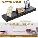 Floating Shelves 3 inch Thick for Wall Set of 2,Solid Pine Wood Wall Mount Shelf for Kitchen Living Room Bedroom Bathroom,8" D x 60" L x 3" H-Black by CozyNest Decor