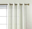 MIUCO Floral Embroidered Semi Sheer Curtains Faux Linen Grommet Curtains for Girls Room 52 x 84 Inch Set of 2, Off White by CozyNest Decor