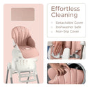 KÜB 3-in-1 Foldable Baby High Chair | 7 Height & 4 Recline Adjustable | Removable Seat & Tray for Easy Clean | 2 Locking Wheels | Multifunctional Infant High chairs for Babies and Toddlers Girl (Pink) by TinyTreasures Baby Boutique