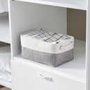 TheWarmHome Organization and Storage Basket for Shelves - 12x8x5.2 inch 1 Pack Fabric Storage Cubes, Collapsible Storage Bins for Closet Organizer Gift Cloth Toy (White & Grey) by TinyTreasures Baby Boutique