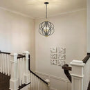 Modern Black and Gold Chandelier for Dining Room, 4 Lights Geometric Chandeliers, Sphere Chandelier Industrial Large Pendant Light Fixtures Hanging for Kitchen, Entryway, Foyer, Stairs by CozyNest Decor