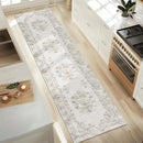 jinchan Hallway Runner Rug 2x10 Vintage Floral Distressed Design - Machine Washable Non-Slip Low-Pile Soft Thin Faux Wool Kitchen Carpet for Farmhouse Bedroom Laundry Room(2x10ft,Light Grey) by TinyTreasures Baby Boutique