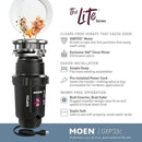 Moen Lite Series PRO Compact Continuous Feed Garbage Disposal for Kitchen Sink with Power Cord, GXP33C by CozyNest Decor