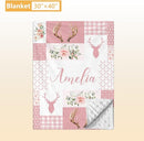 Personalized Baby Crib Bedding Set, 5 Pcs Custom Name Nursery Bedding Set, Pink Woodland Deer Baby Bedding Set for Girl, Double Layer Baby Crib Sets, Customized Gifts for Toddlers Kids Infants by TinyTreasures Baby Boutique