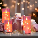 Aignis Flickering Flameless Candles Battery Operated Candles LED Candles with Remote Timer for Home/Wedding/Birthday/Holiday Decor, Cherry Blossom Pink 3D Flame Set of 3 (D3 xH4 5" 6") by CozyNest Decor