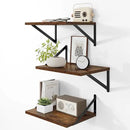 Heimlove Deep Floating Shelves for Wall, 12 Inch Deep Floating Shelves Set of 3, 16W x 12D Wood Wall Shelves, Wide Shelves with Metal Bracket for Living Room, Kitchen, Office, Bedroom - Rustic Brown by CozyNest Decor