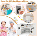 Costzon Corner Kids Kitchen Playset, Wooden Play Kitchen with Sounds & Lights, Washing Machine, Range Hood, Ice Maker, Microwave, Oven, Sink, Pretend Toy Kitchen Set for Toddler, Gift for Boys Girls by TinyTreasures Baby Boutique