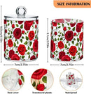 2 Pack Qtip Holder Dispenser Red Rose Flowers Bathroom Storage Canister Lid Acrylic Plastic Apothecary Jar Set Vanity Makeup Organizer for Cotton Swab/Ball/Round Pads, Floss by CozyNest Decor