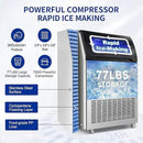 Commercial Ice Maker Machine 360LBS/24H with 77LBS Large Ice Storage Bin, 126Pcs Clear Ice Cubes in 11Mins, Stainless Steel Under Counter Industrial Ice Machine for Bar, Restaurant Business by CozyNest Decor