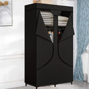 SORCEDAS Portable Wardrobe Closet Storage Organizer Metal Hanging Rack Non-Woven Fabric 34 Inch Black by CozyNest Decor