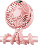 SWEETFULL Portable Stroller Fan with Display 4000mAh Battery Powered Mini Clip On Fan, 4-Speed Rechargeable Small Personal Cooling for Baby Car Seat Crib Travel - Pink by TinyTreasures Baby Boutique
