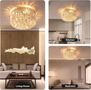 4-Light Crystal Flush Mount Chandelier Light Fixture with K9 Crystals Modern Ceiling Lights Elegant Pendant Lamp for Bedroom,Hallway,Bar,Living Room,Dining Room,H5.9 xW13.7(Bulbs Not Included) by CozyNest Decor