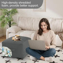 MeMoreCool Square Stuffed Pouf Ottoman Foot Rest, Floor Pouf Foot Stool with Foam Chunk Filling, Soft Stuffed Ottoman Footrest for Living Room, Dark Grey by CozyNest Decor