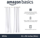 Amazon Basics Room Darkening Light Blocking Blackout Window Curtain with 2 Panels Grommets, for Living Room and Bedroom, 52 x 96 inches, White - Set of 2 by TinyTreasures Baby Boutique