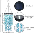 Hanging Solar Lantern Outdoor, 2 Tiers 21” Solar Blue Acrylic Beaded Chandelier with Cool White LED S Hooks for Garden Yard Patio Gazebo Outside Decor by CozyNest Decor