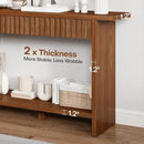 BECHAEO Mid Century Modern Console Table with Drawers, 51" Large 2-Tier Narrow Console Table with Storage Shelf, Sofa Station Behind The Couch, Accent Tables for Entryway, Hallway, Rustic Brown by CozyNest Decor