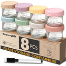 8 Pack Glass Baby Food Storage Containers, 4 oz Leakproof Baby Food Jars with Lids, Small Glass Food Containers for Infant Baby, Freezer Safe by TinyTreasures Baby Boutique