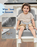 HOMEAL Booster Seat for Kitchen Chair - Compact Toddler Dining Seat with Easy-Install Straps & Wipeable Surface - Breathable Fabric Booster Seat for Table - Light Gray by TinyTreasures Baby Boutique