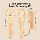 Baby Hair Brush and Comb Set for Newborn - Wooden Baby Hair Brush Set with Soft Goat Bristle, Baby Brush Set for Newborns Baby Brush and Comb Set Girl, Boy, Toddler Cradle Cap Brush (Oval, Walnut) by TinyTreasures Baby Boutique
