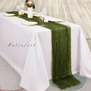 6 Pack Olive Green 10FT Cheesecloth Table Runner Rustic Gauze Cheese Cloth Table Runner for Wedding Bridal Baby Shower Table Decorations Boho Fabric Sheer Birthday Party Decor 20 x 120 Inch Long by CozyNest Decor
