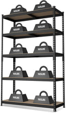 WORKPRO 5-Tier Steel Shelving Unit-Black, 35-3/10”W x 17-1/2”D x 72”H, Adjustable Storage Rack, Heavy Duty Shelf with MDF Board, 1650 lbs Load Capacity (Total) for Garage, Basement, Warehouse, Kitchen by GreenHaven Gardens