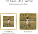 Homeforia 8x8 Picture Frame Gold, High End Metal 8 x 8 Square Photo Frames with Mat 6 by 6, 8x8 Poster Frame Matted to 6x6 inches Print, 8by8 Wall or Tabletop Frame, Tempered Glass, Wall Kit, Set of 1 by CozyNest Decor