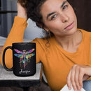 Colorful Dragonfly Ceramic Cup - Personalized Name Coffee Mug for Birthday, Gift for Son Daughter, Customized Black Animal Mug, Dragonfly Lover Cup 11oz 15oz by CozyNest Decor