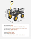VEVOR 500 Lbs Steel Garden Cart, Heavy Duty Garden Wagon Cart Pullable on Wheels, Metal Yard Utility Wagon Carts with 10" All Terrain Tires, Mesh Removable Sides and 180°Rotating Handle by GreenHaven Gardens