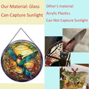 Hummingbirds Pattern Stained Glass Suncatchers for Windows,Hanging Stained Glass Suncatcher,20cm/7.87inch Hand-Painted Sun Catcher Garden Hangings Painted Glass Panel Decor Themed Gift by GreenHaven Gardens