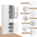 72.2" Tall Storage Cabinet with 4 Doors and Drawer, Freestanding Linen Cabinet, Wooden Pantry with Adjustable Shelf for Kitchen, Bathroom, Living Room White by CozyNest Decor