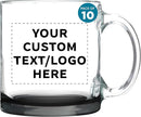 Custom Libbey Clear Glass Coffee Mugs 13 oz. Set of 10, Personalized Bulk Pack - Perfect for Coffee, Tea, Espresso, Hot Cocoa, Other Beverages - Black Bottom by TinyTreasures Baby Boutique
